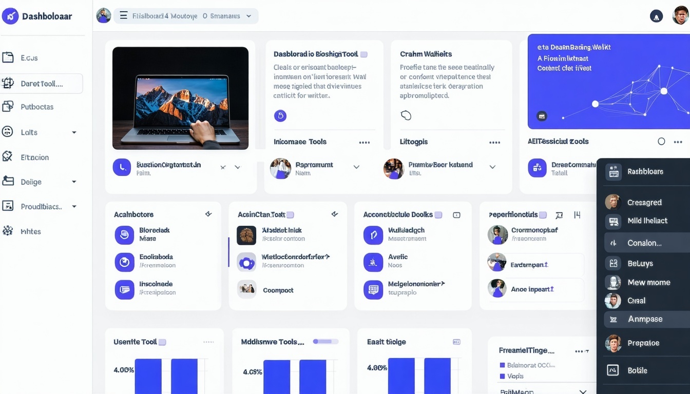 AI-powered content creation tools on a dashboard